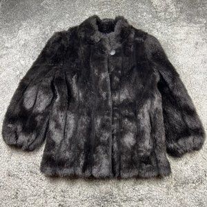 Vintage Monterey Fashion Mink Coat Womans 6P Black Faux Fur Shawl Collar Jacket